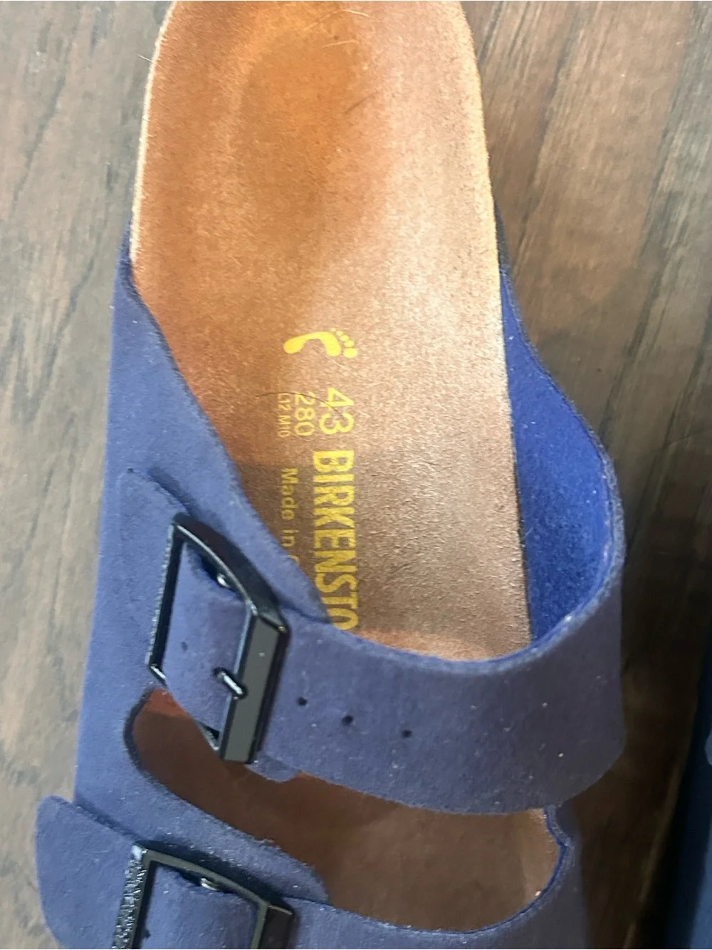 Birkenstock Men’s size 38 Navy Double-Buckle Slide Sandals